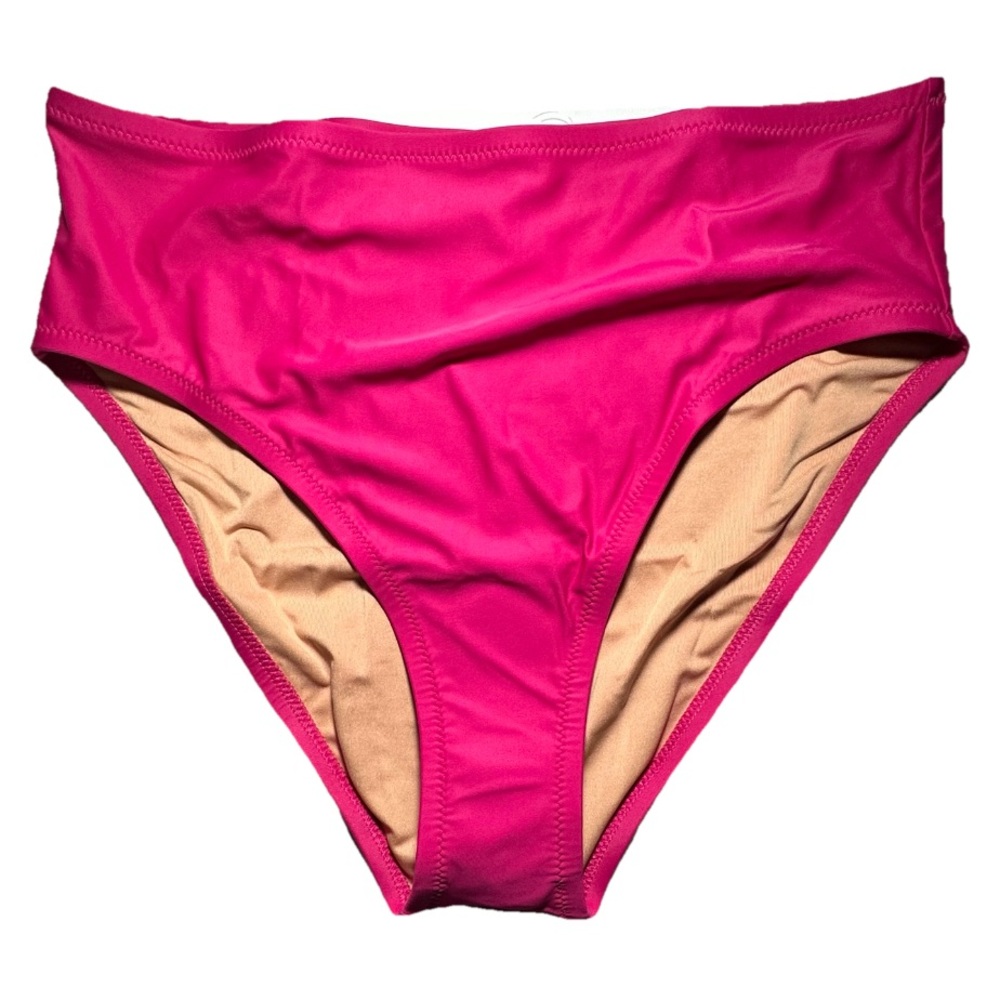 J Crew Bikini Bottom Size Medium High-Rise Full-Coverage Magenta Orchid Swim NWT